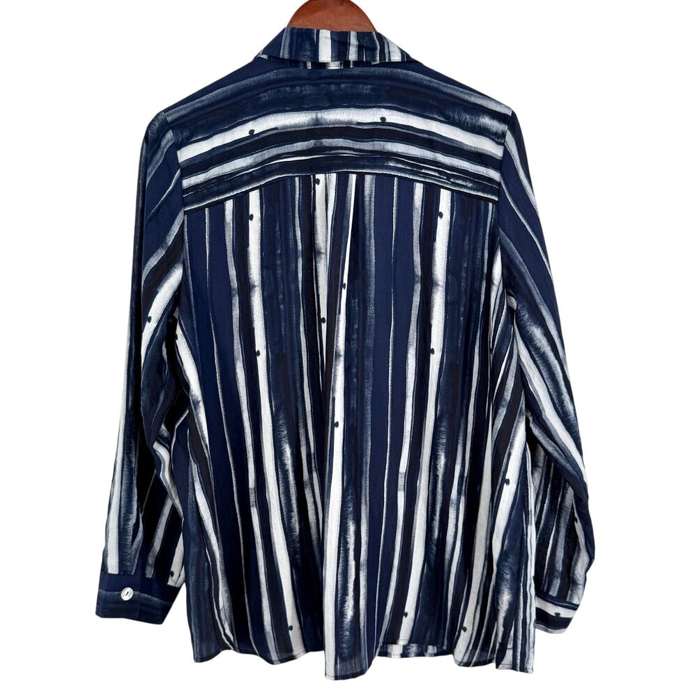 Habitat Sz XL Blue Wearable Art to Wear Long Sleeve Blouse Shirt Top Abstract - Picture 8 of 8